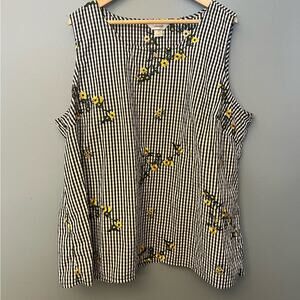 CJ Banks Embroidered Sleeveless Blouse